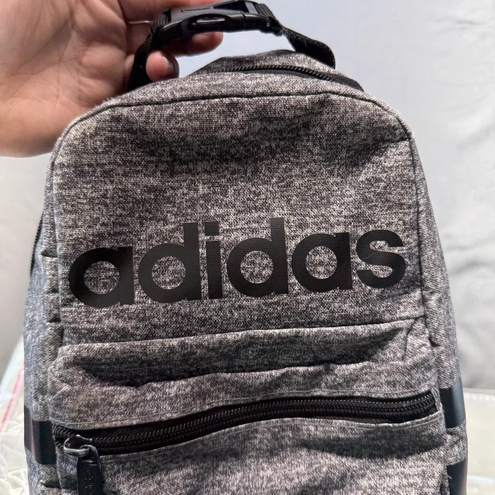 Adult Kids Adidas Lunch Bag Gray Heather Jersey Athletic Insulated Tote